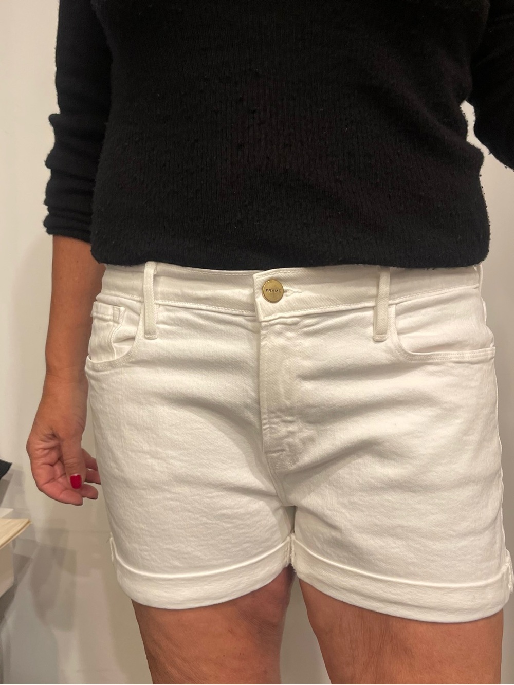 Frame Denim White Rolled-Hem Jean Shorts